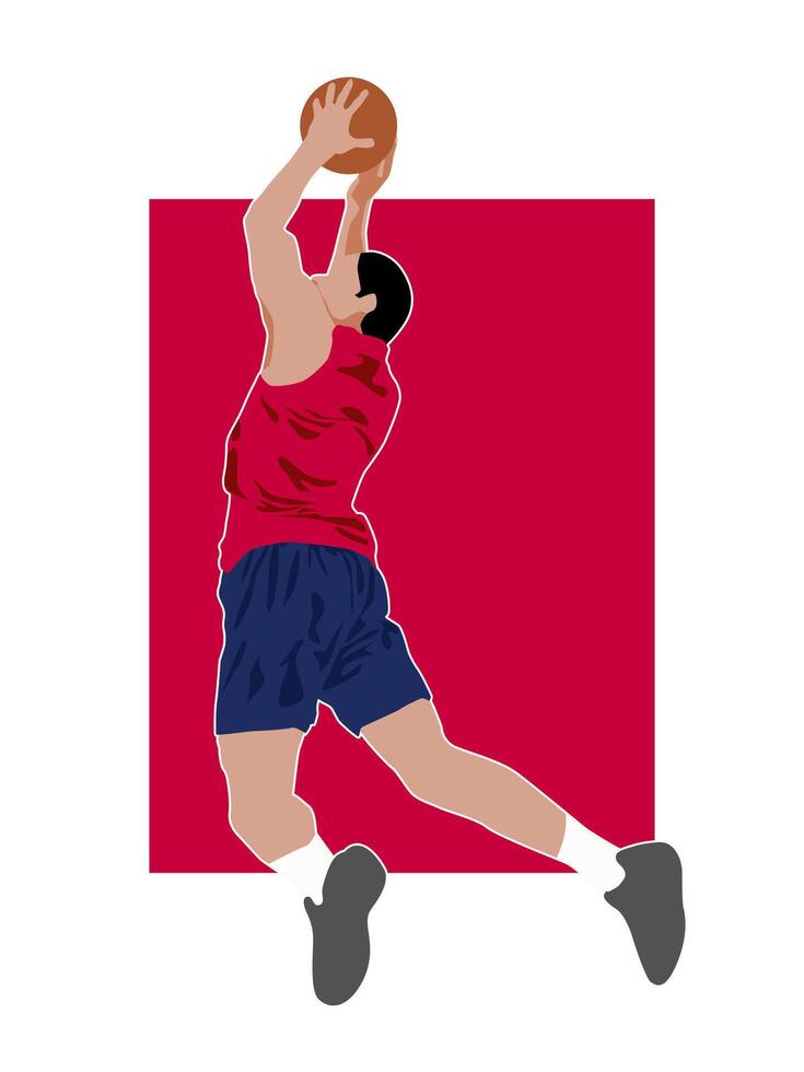 Basketball player jumping to score vector