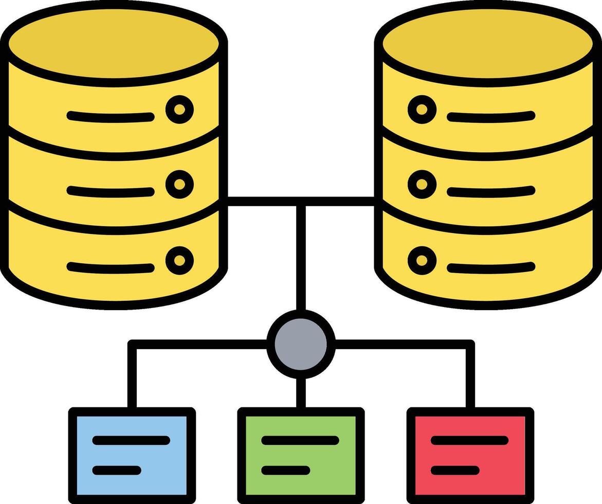 Database Icon Structured Storage and Cloud Information System vector