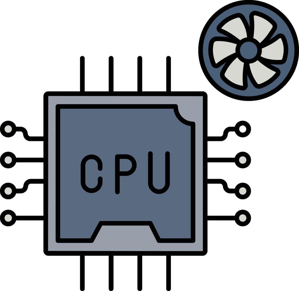 Processor Chip Icon Digital Brain and Computing Hardware Unit vector