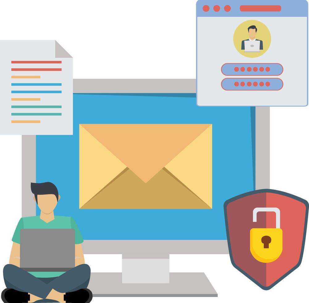 Male Secure Promotion Illustration vector