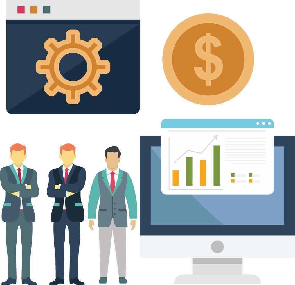 Male Doing website analysis Illustration vector
