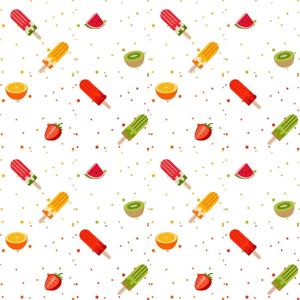 Summer Pattern ice stick strawberry orange watermelon kiwi fruit vector
