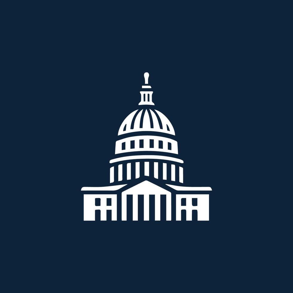 the united states capitol building is shown in white on a dark background vector
