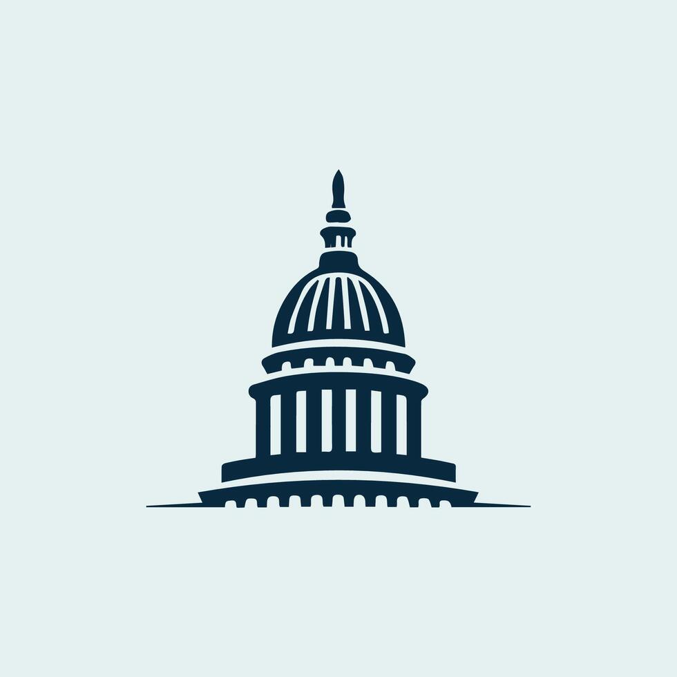 the united states capitol building is shown in a simple design vector