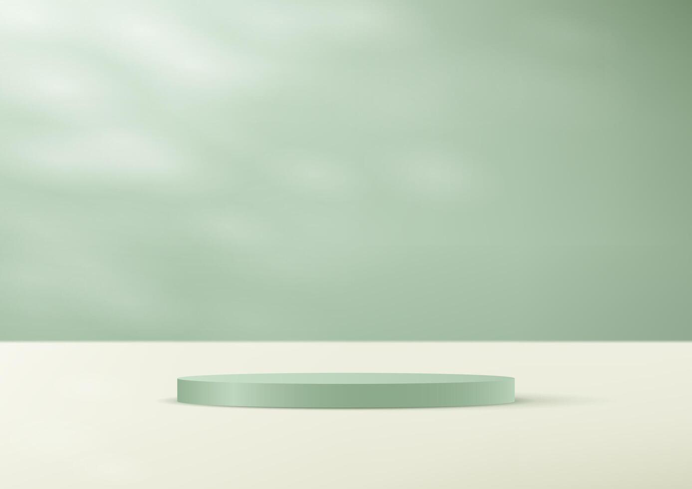 Pastel Green and Beige background 3d with white podium space for selling products on the website. illustration. vector