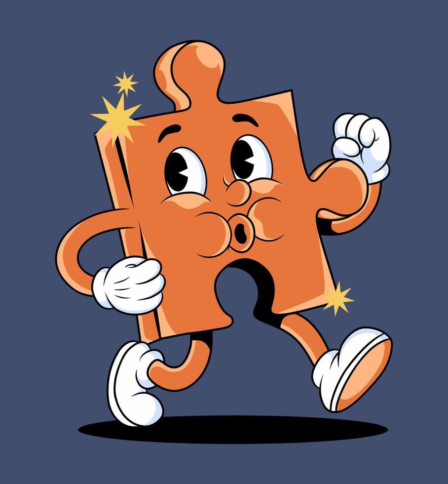 Cartoon puzzle piece running character vector