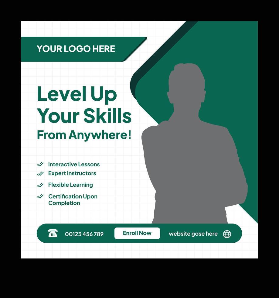 Online skill learning platform graphic vector