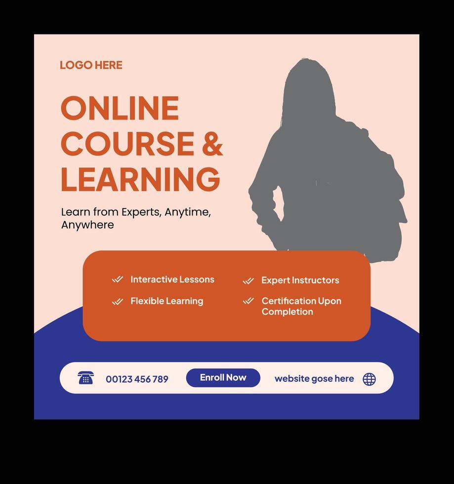 Online course promotion graphic vector