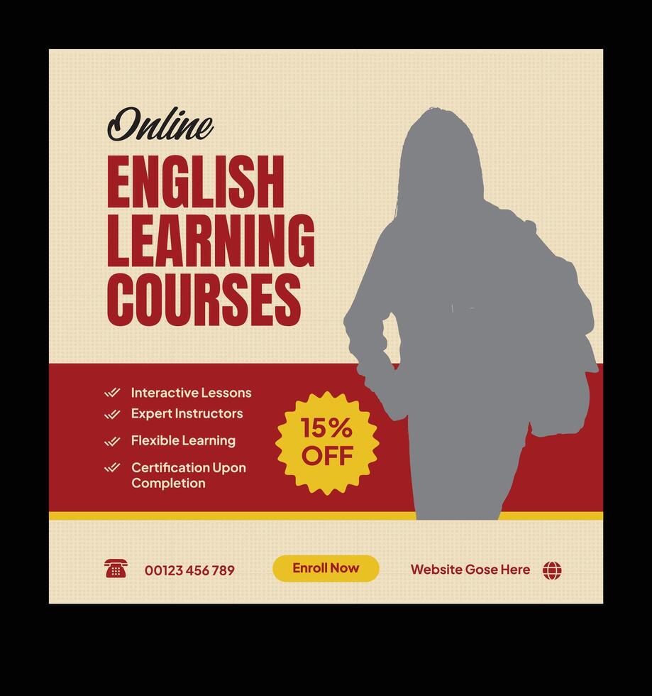 Online English learning courses vector