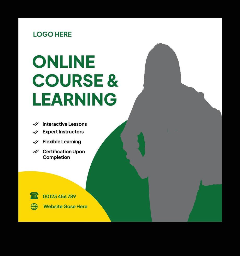 Online course and learning promotional graphic vector