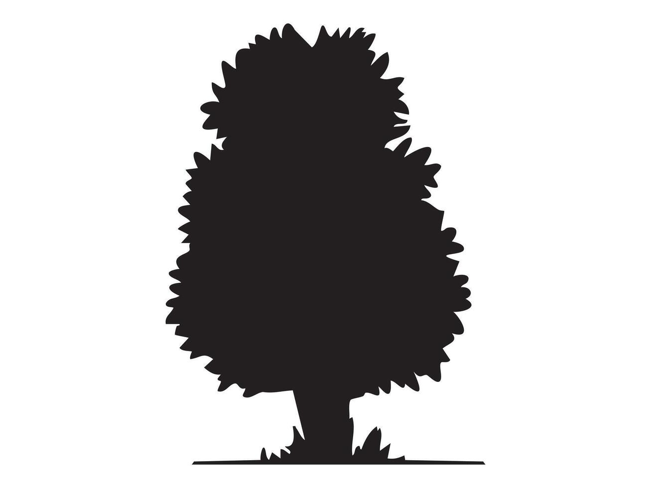 Black silhouette of a tree isolated on white background, graphic illustration. concept of nature, environment, outdoor, foliage, plant, icon, design element vector