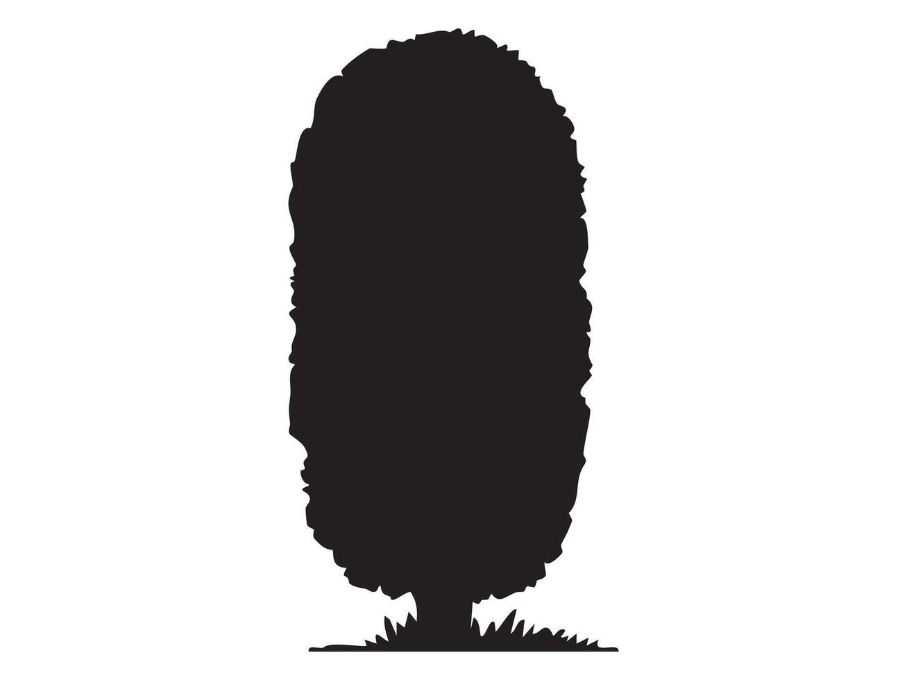 Black silhouette of a tree in isolated on white background, graphic illustration. concept of nature, plant, landscape design, natural scenery, icon, logo, design element vector