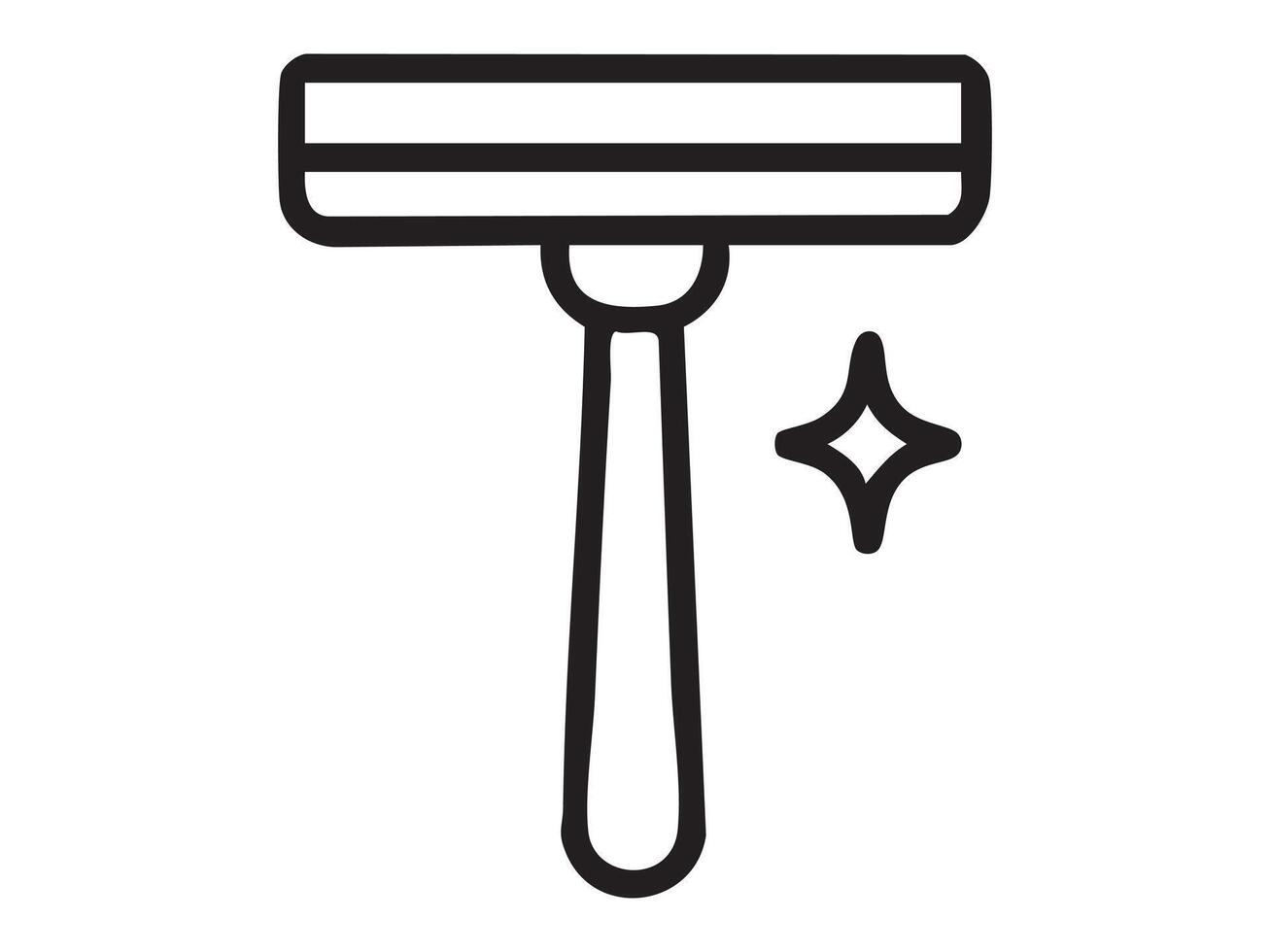 Black outline of Flat icon of window squeegee isolated on white background. Concept of cleaning tool, household equipment, hygiene, home maintenance vector