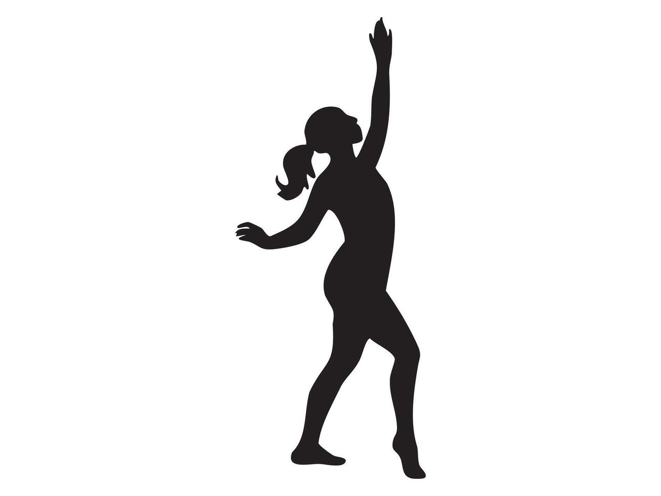 Silhouette of dancing woman in elegant pose, isolated on white background, graphic illustration. concept of dance, elegance, movement, art, design element vector
