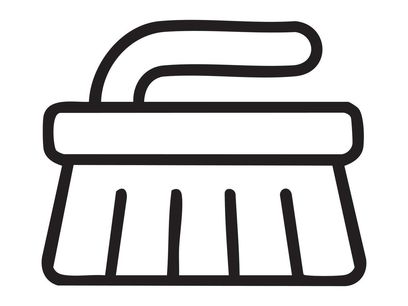 Black outline of cleaning brush icon isolated on white background, graphic illustration. concept of cleaning, hygiene, home chores, housekeeping, design element vector