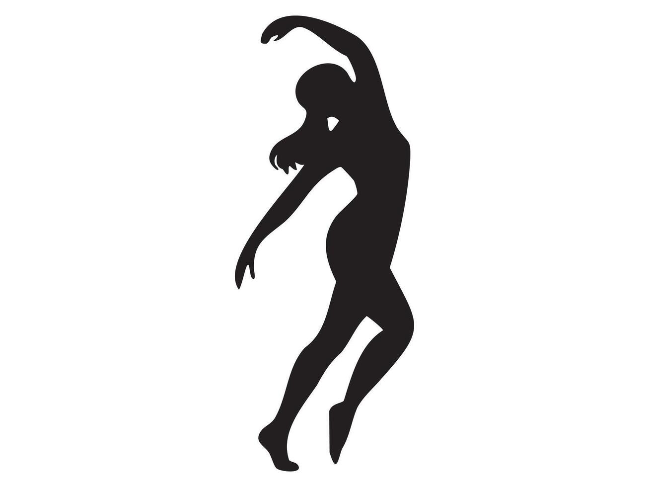 Silhouette of elegant dancing woman in graceful pose, isolated on white background, graphic illustration. concept of dance, movement, ballet, art, design element vector
