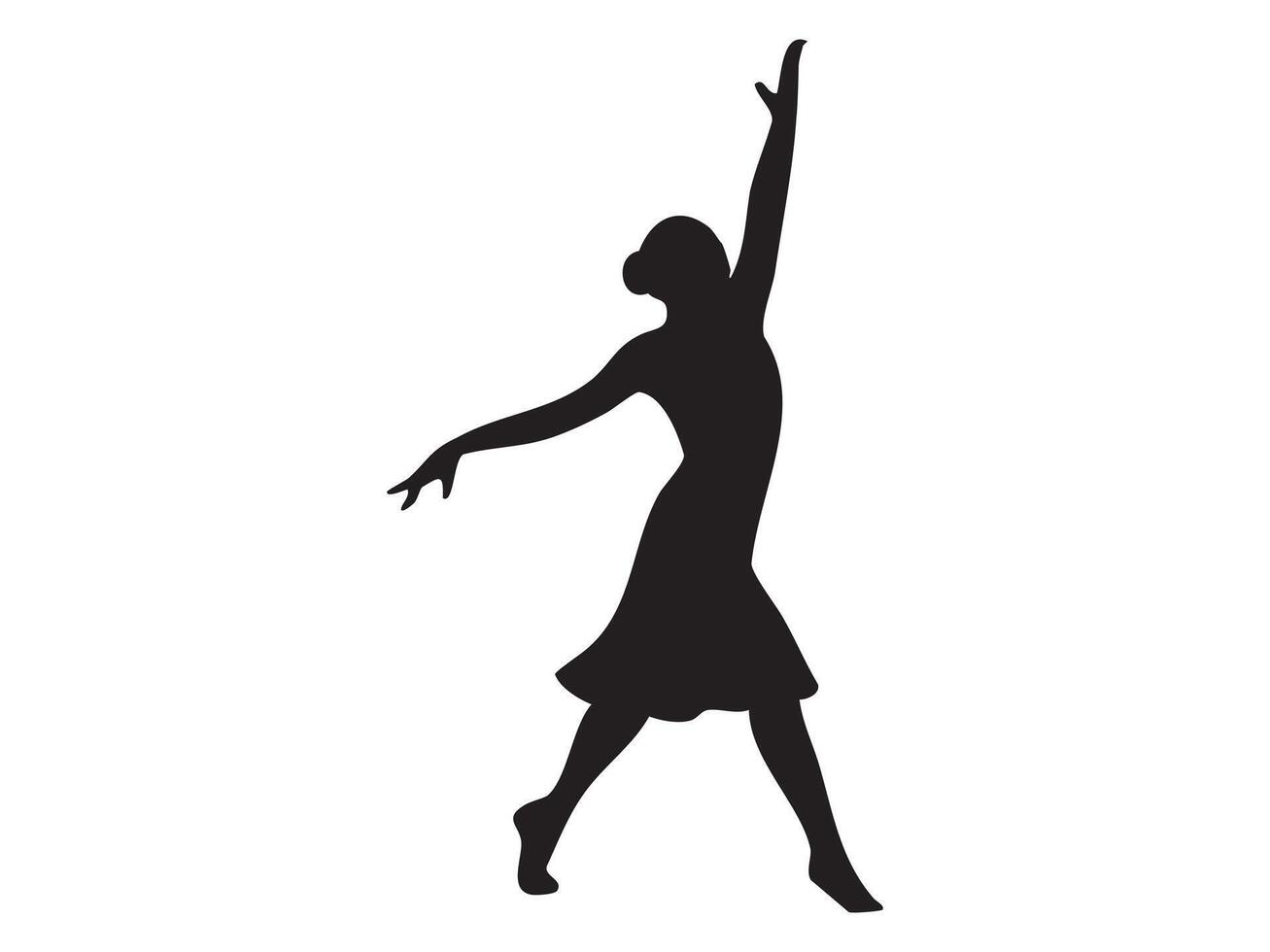 Silhouette of dancing woman in elegant pose, isolated on white background, graphic illustration. concept of dance, graceful movement, female dancer, icon, design element vector