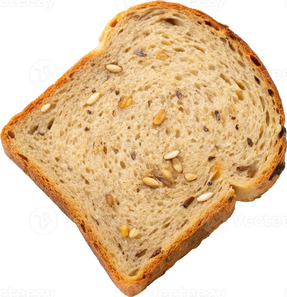 Single slice of multigrain bread with visible seeds png