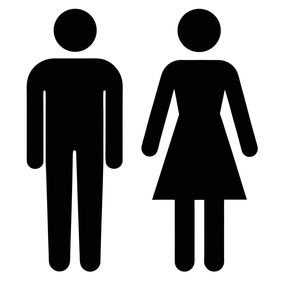 Minimalist Black Silhouette Icons Male Female Figures Simple Human Symbols Unisex People Glyphs vector