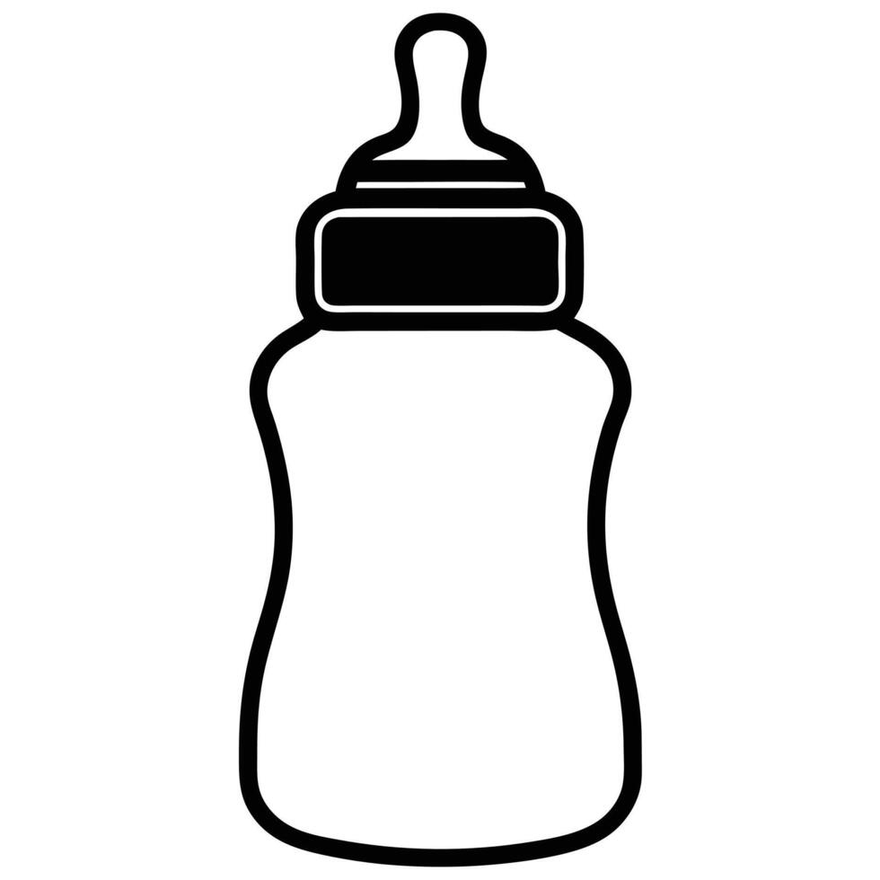 Minimalist Black Line Art Baby Bottle Illustration Simple Infant Feeding Bottle Design vector