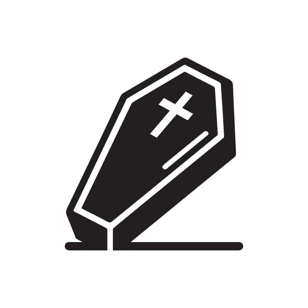 Minimalist coffin logo. Coffin silhouette on white background vector
