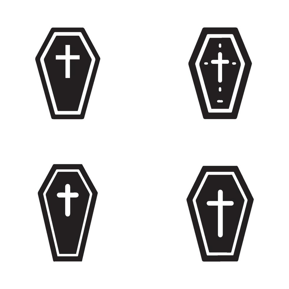 Set of coffin silhouette on white background. Halloween elements icon vector