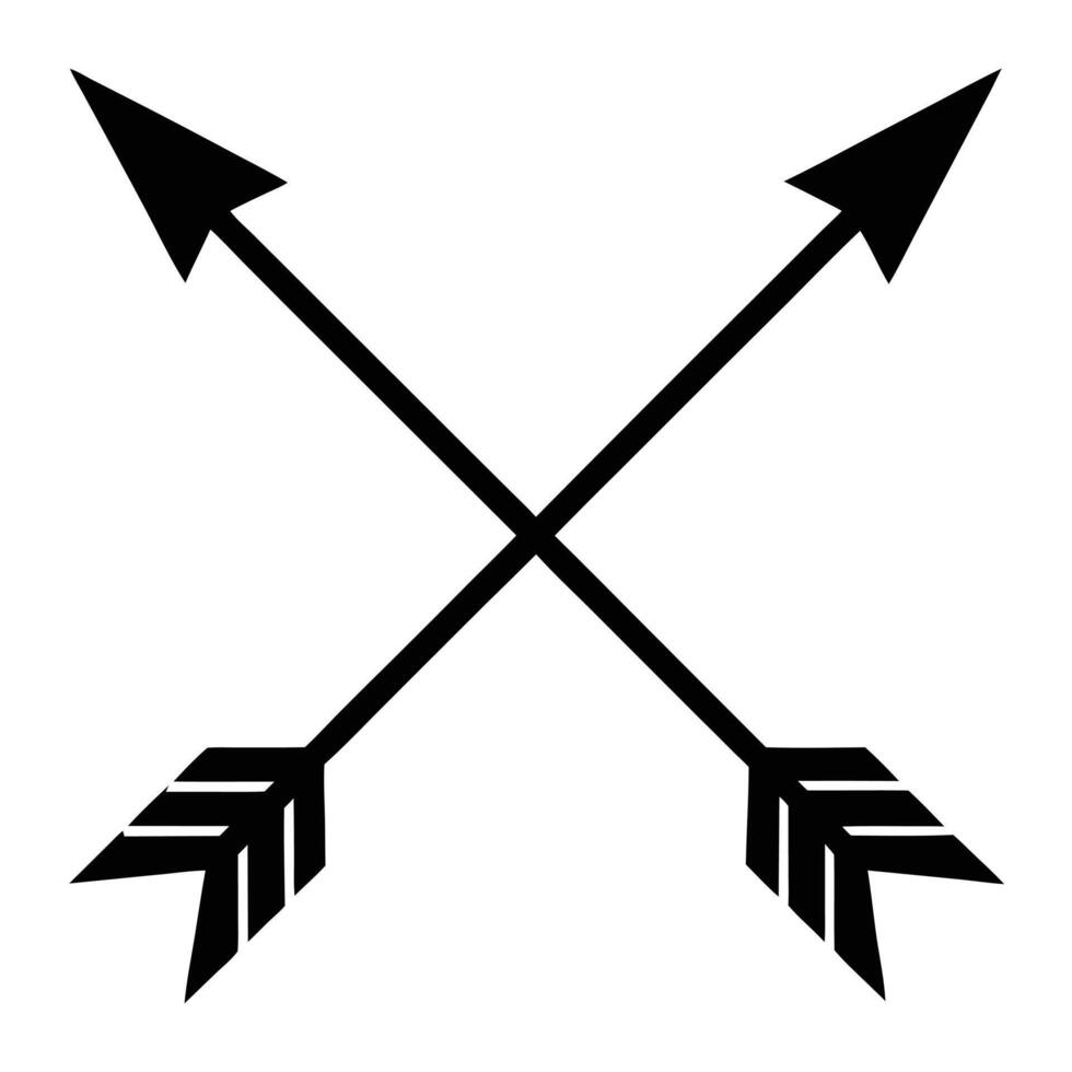 Two Black Arrows Crossed Design Element Simple Bold Graphic Tribal Style Illustration vector