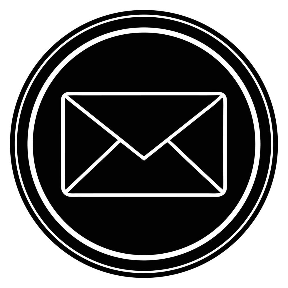 Minimalist Black and White Envelope Icon in Circular Frame Simple Graphic Design Element vector
