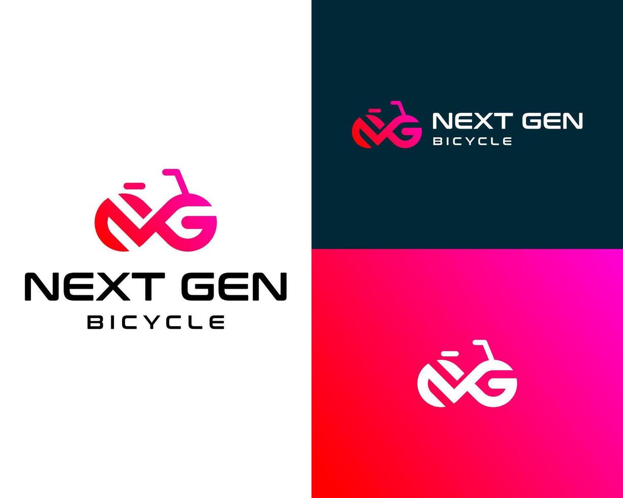 Logo design about NG letters, infinity and bicycle. vector