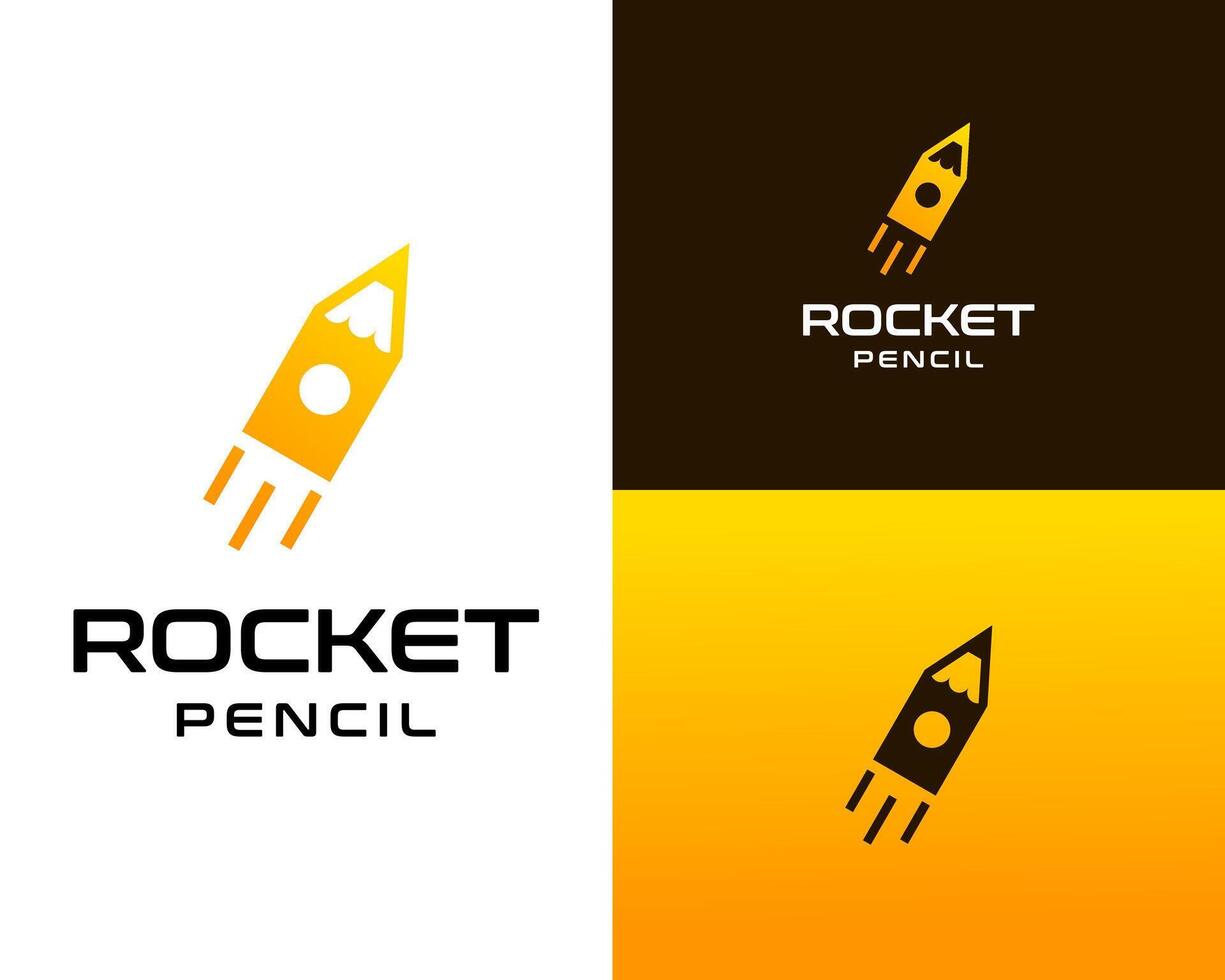 Logo design about a pencil and a rocket. vector