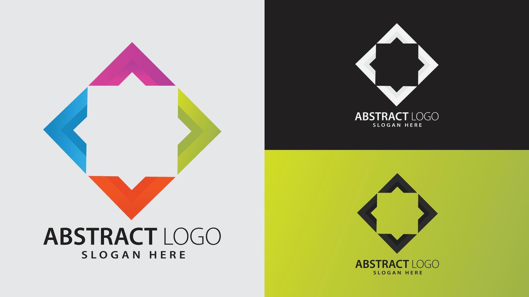 Minimalist Creative Modern Colorful Geometric Symmetrical Square Diamond Arrow Tech-Inspired Logo icon Design vector
