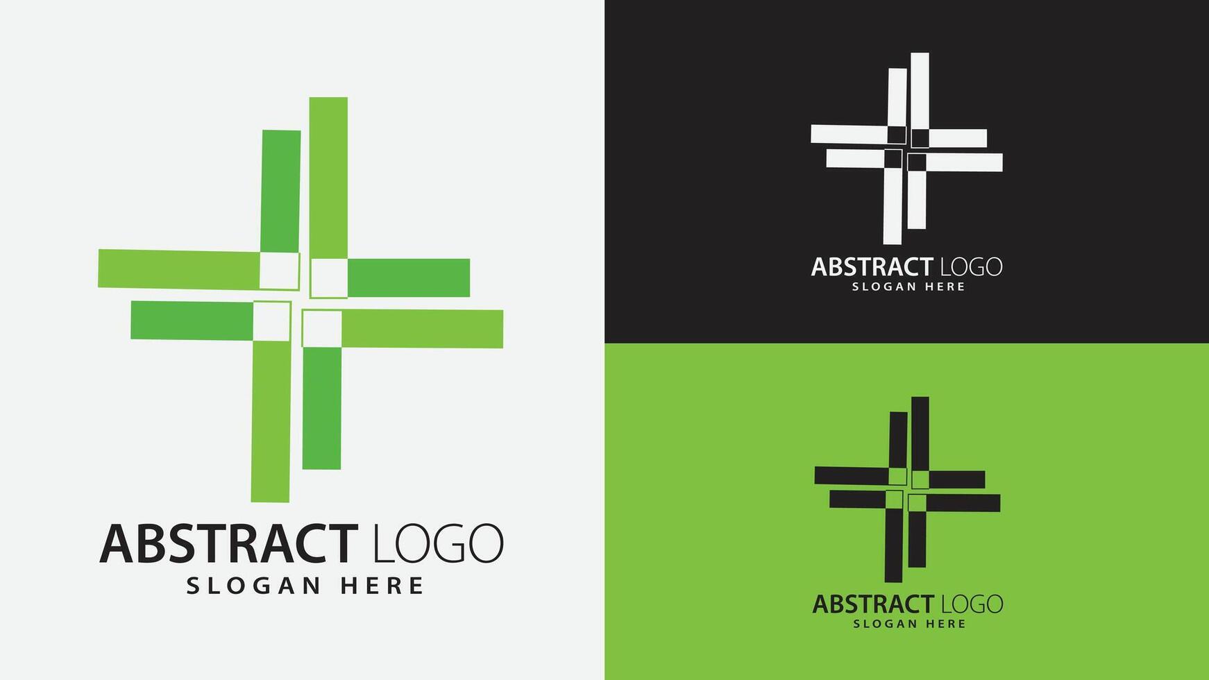 Modern Minimalist Eco-Friendly Green Cross Medical Healthcare Branding Abstract Logo vector
