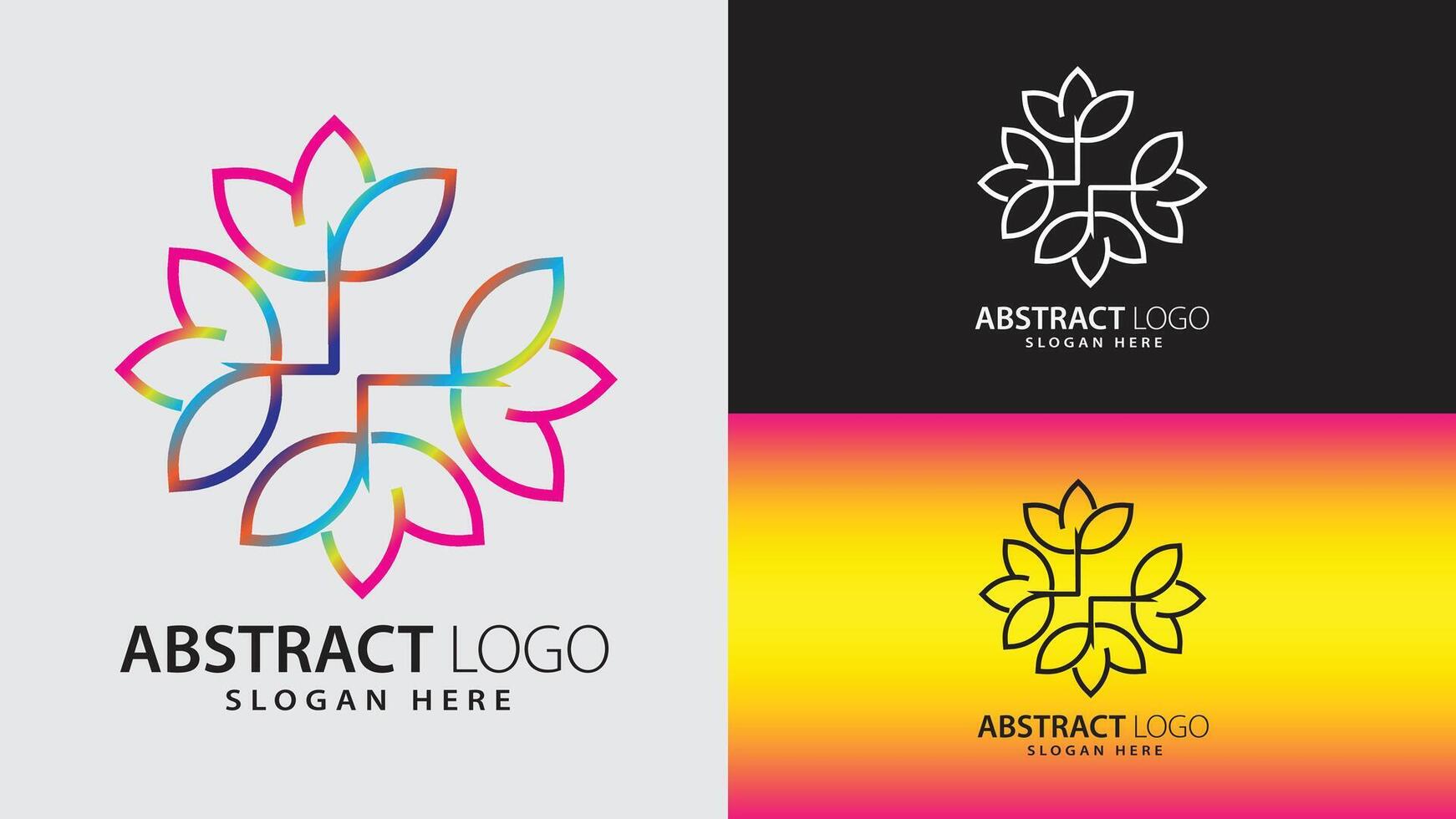 Vibrant Modern Colorful Gradient Floral Symmetric Geometric Plant Based Abstract Logo Icon vector