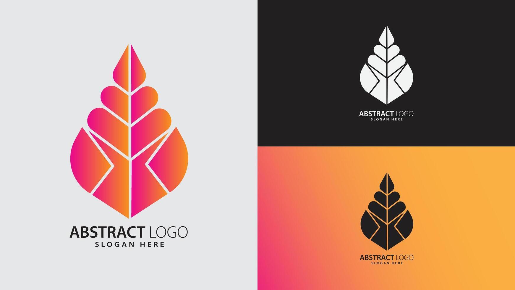 Modern Minimalist Pink Orange Gradient Nature Inspired Geometric Bold Botanical Abstract Logo vector