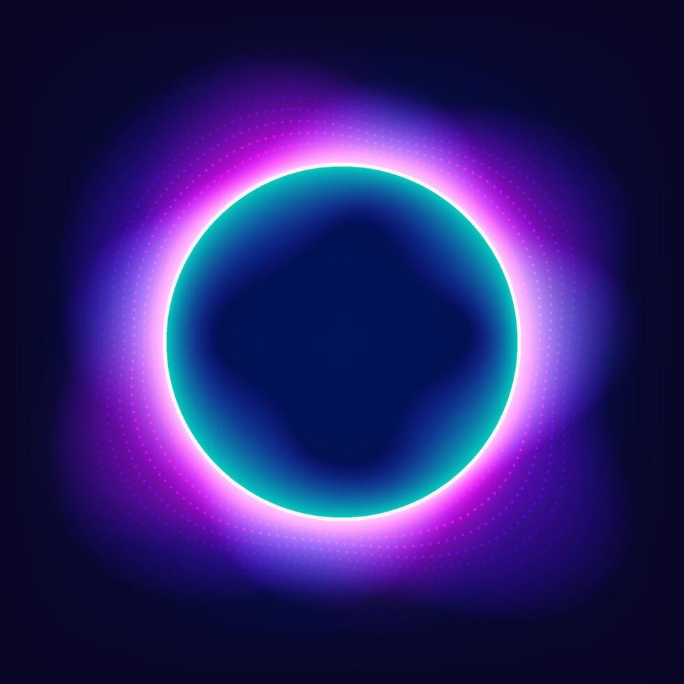 Round neon glow design on dark background vector