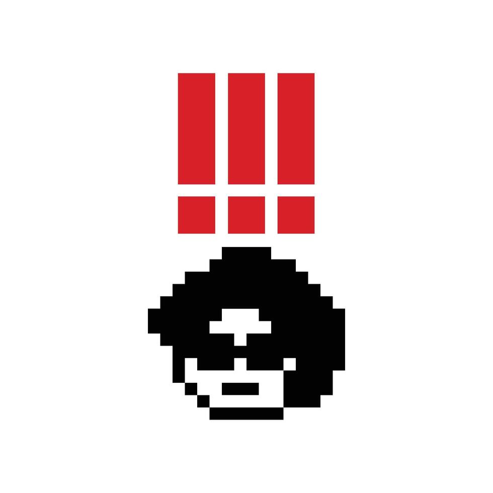 8 bit design exclamation mark surprise shock act with male man boy face cartoon. vector