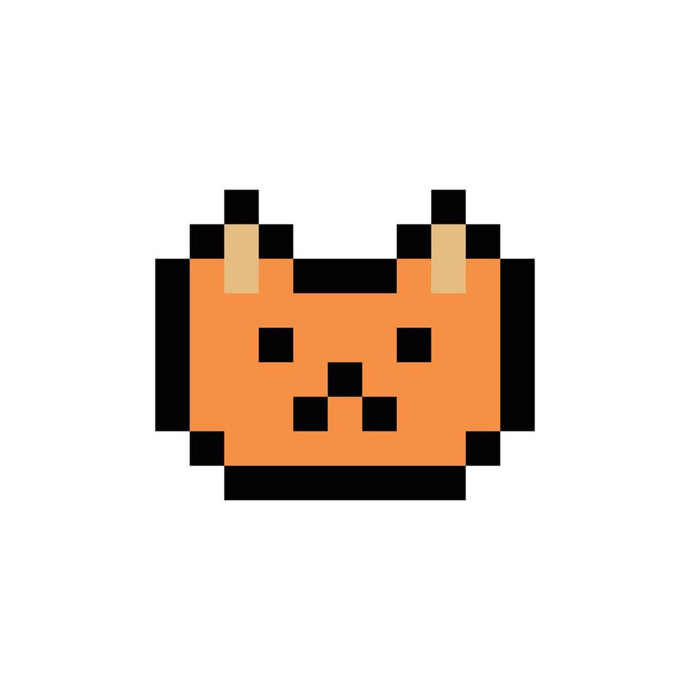 Minimal 8 bit of cat kitty pet kitten character decor cute. vector