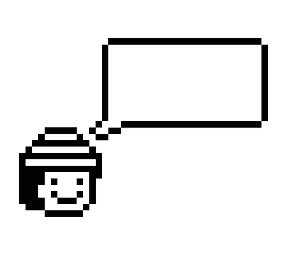 8 bit cartoon of chat box think say speak blank man male boy decor art. vector