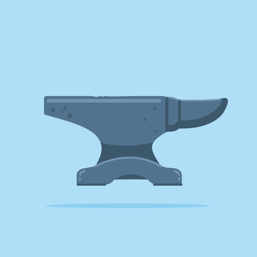 Gray anvil on blue background vector