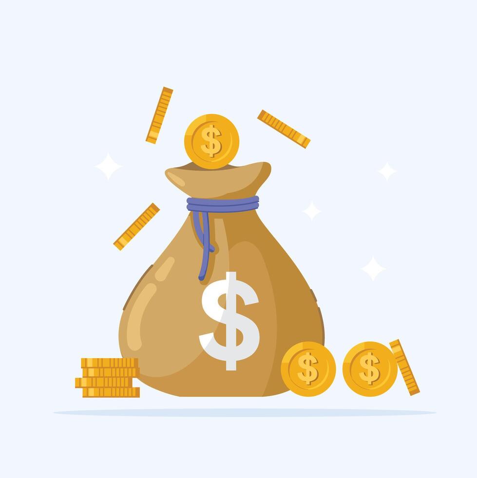 Money bag with coins illustration vector