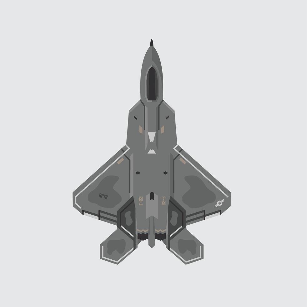 f-22 raptor, illustration of modern fighter aircraft military technology with details. isolated bomber for study and poster vector