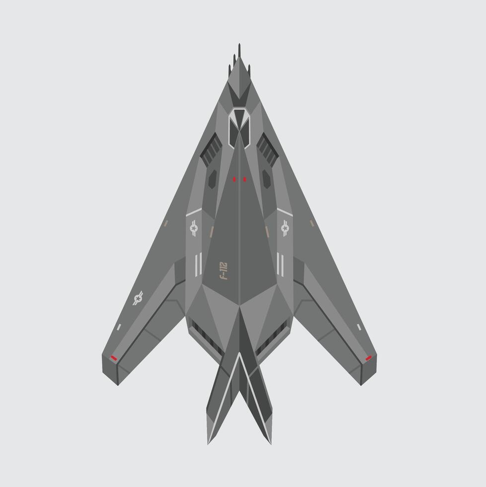 f-117 nighthawk, modern fighter aircraft military technology illustration with details. isolated bomber for study and poster vector