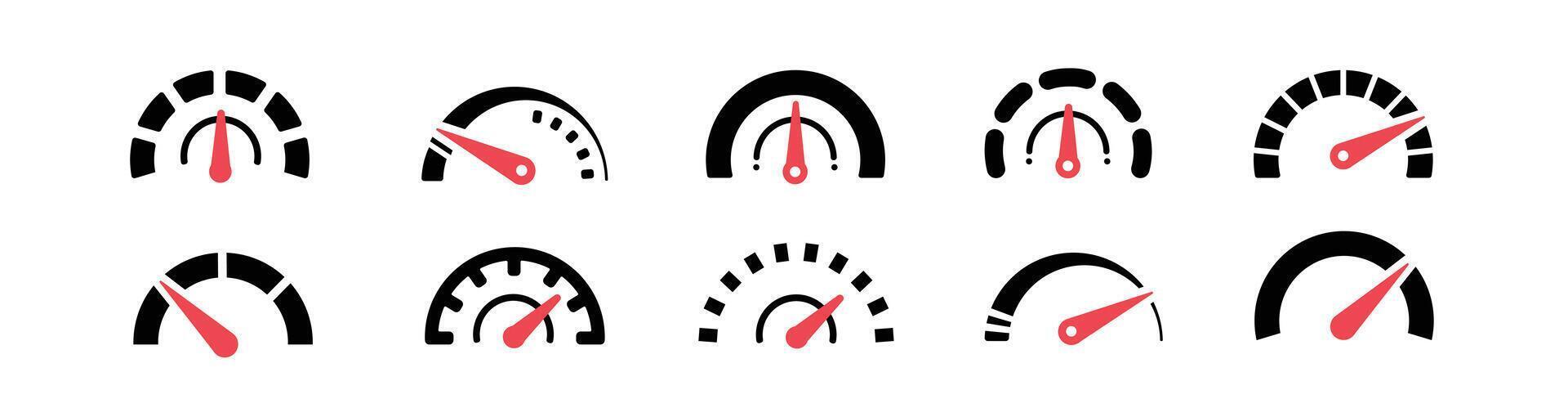 set speedometer, tanda indikator takometer. konsep kinerja maksimal vector