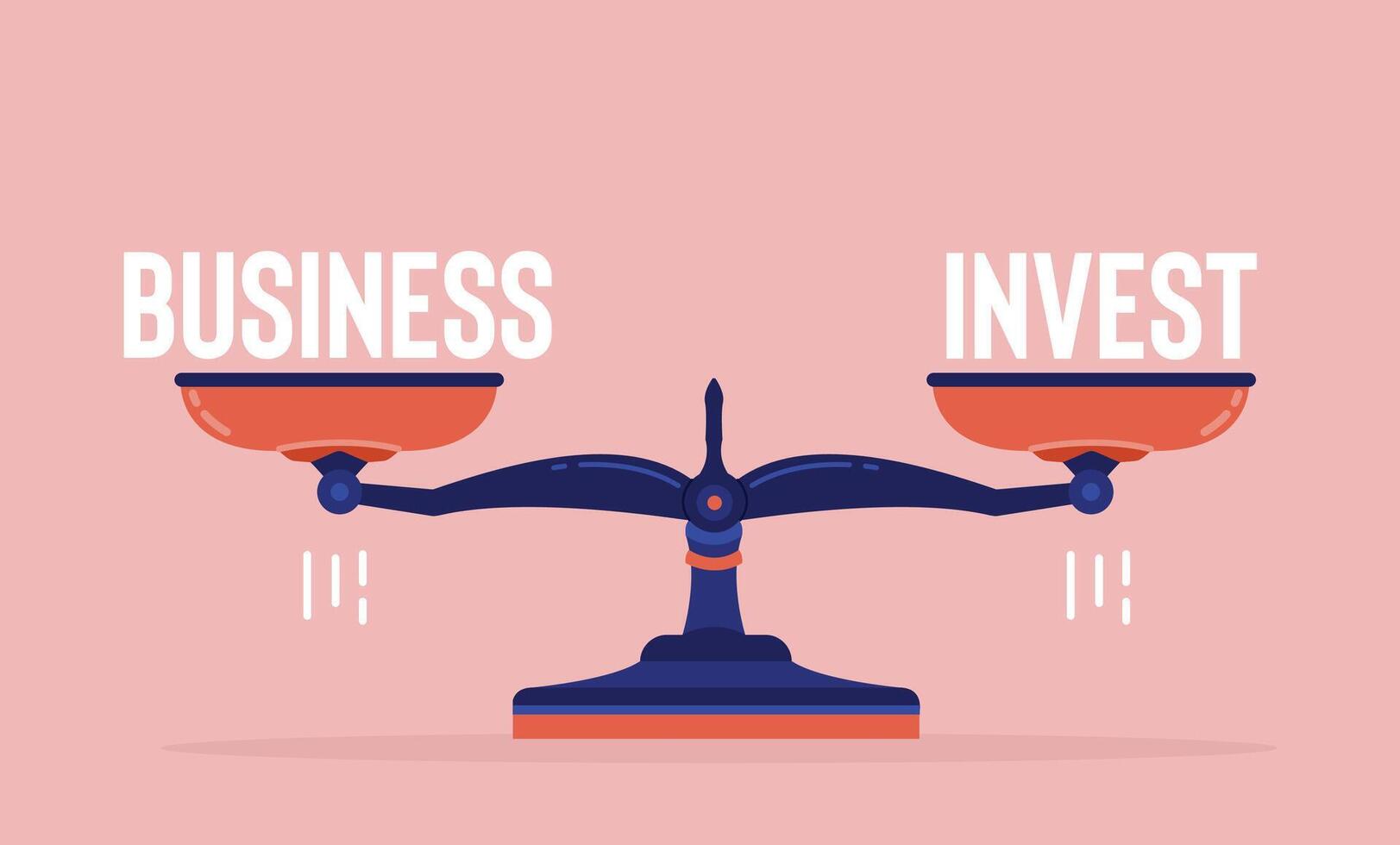 Economic equality, Scales with business and investment signs showing equal weight for decision considerations vector