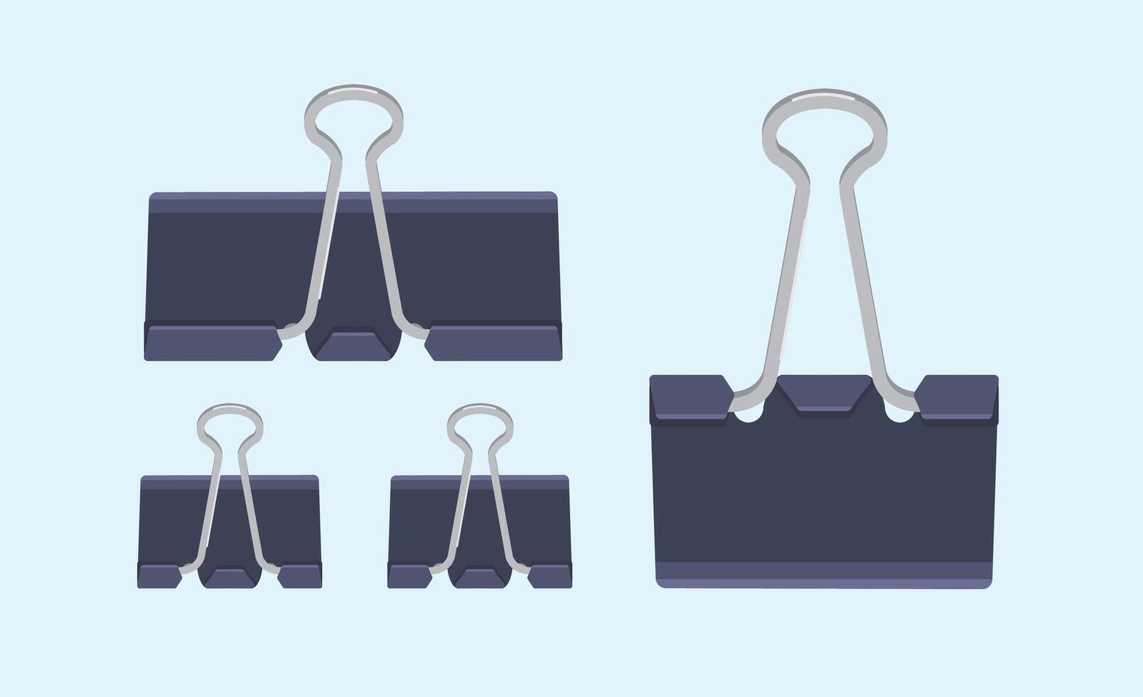 illustration of paper clip set in various sizes. office equipment icon vector