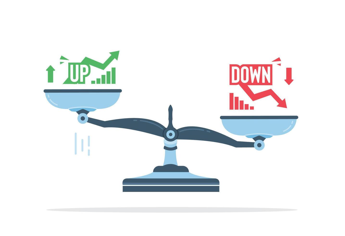 Up vs down balance on economic scale. Balance on scale. Business Concept. stock illustration vector