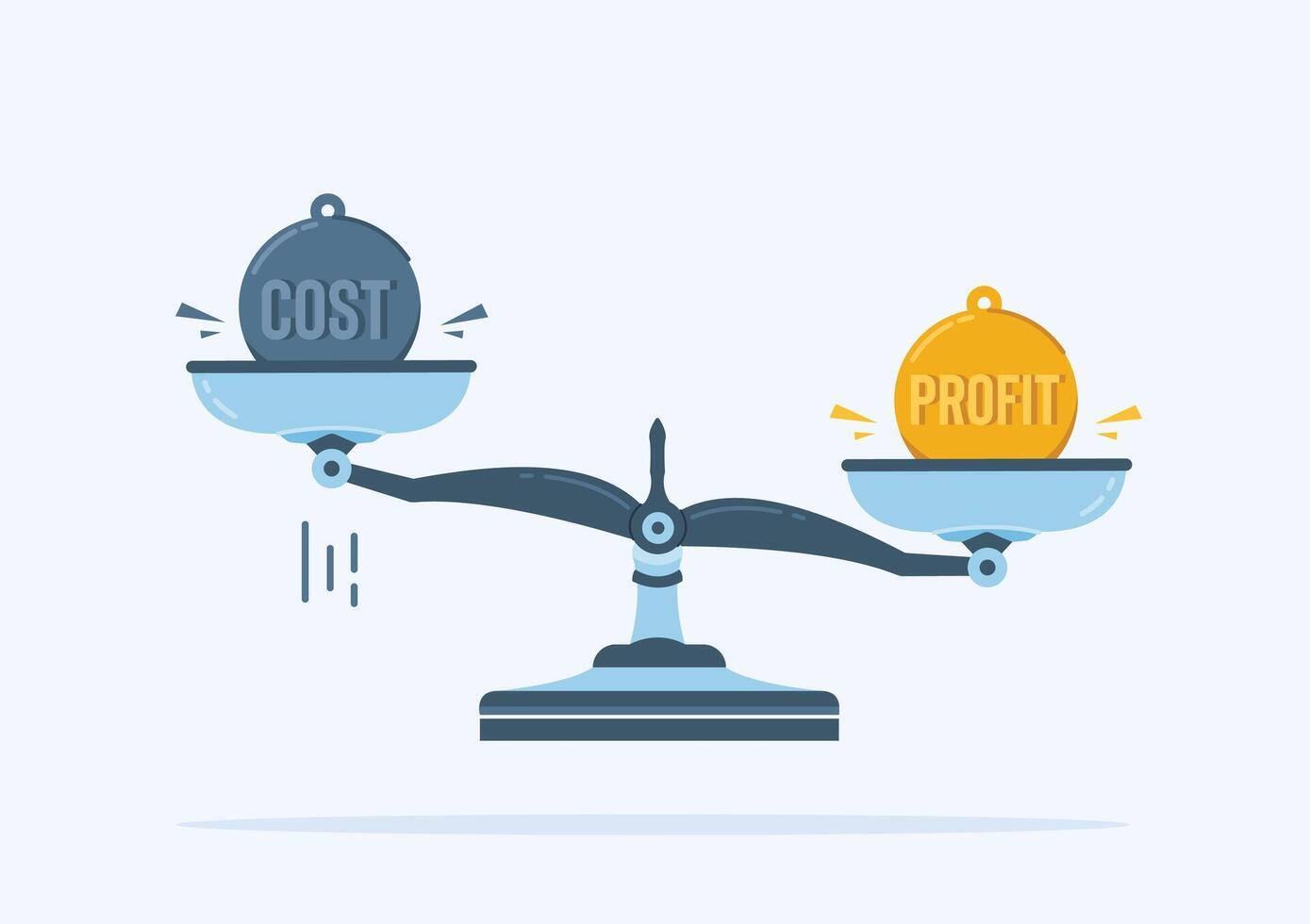 economic balance, Scales with criss and profit signs in gold and iron ball symbols to indicate risk. vector