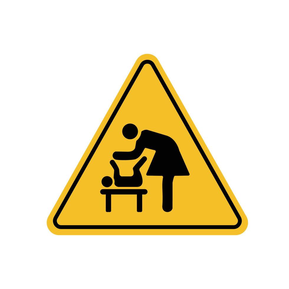 Warning sign mother is changing diaper for baby Sign mother and baby in toilet Suitable for posters and web icons vector