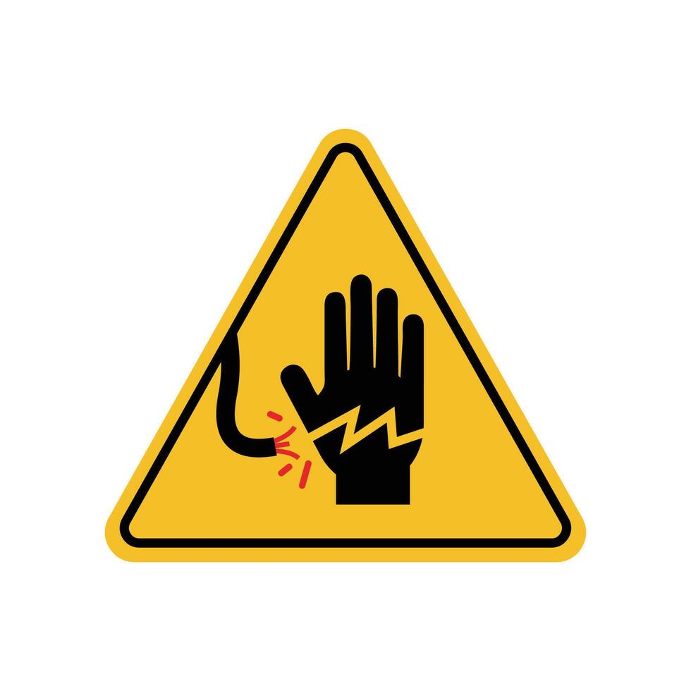 ISO Prohibition Sign, Electrical Hazard Warning Sign, Hand Shock Voltage Suitable for posters and web icons vector