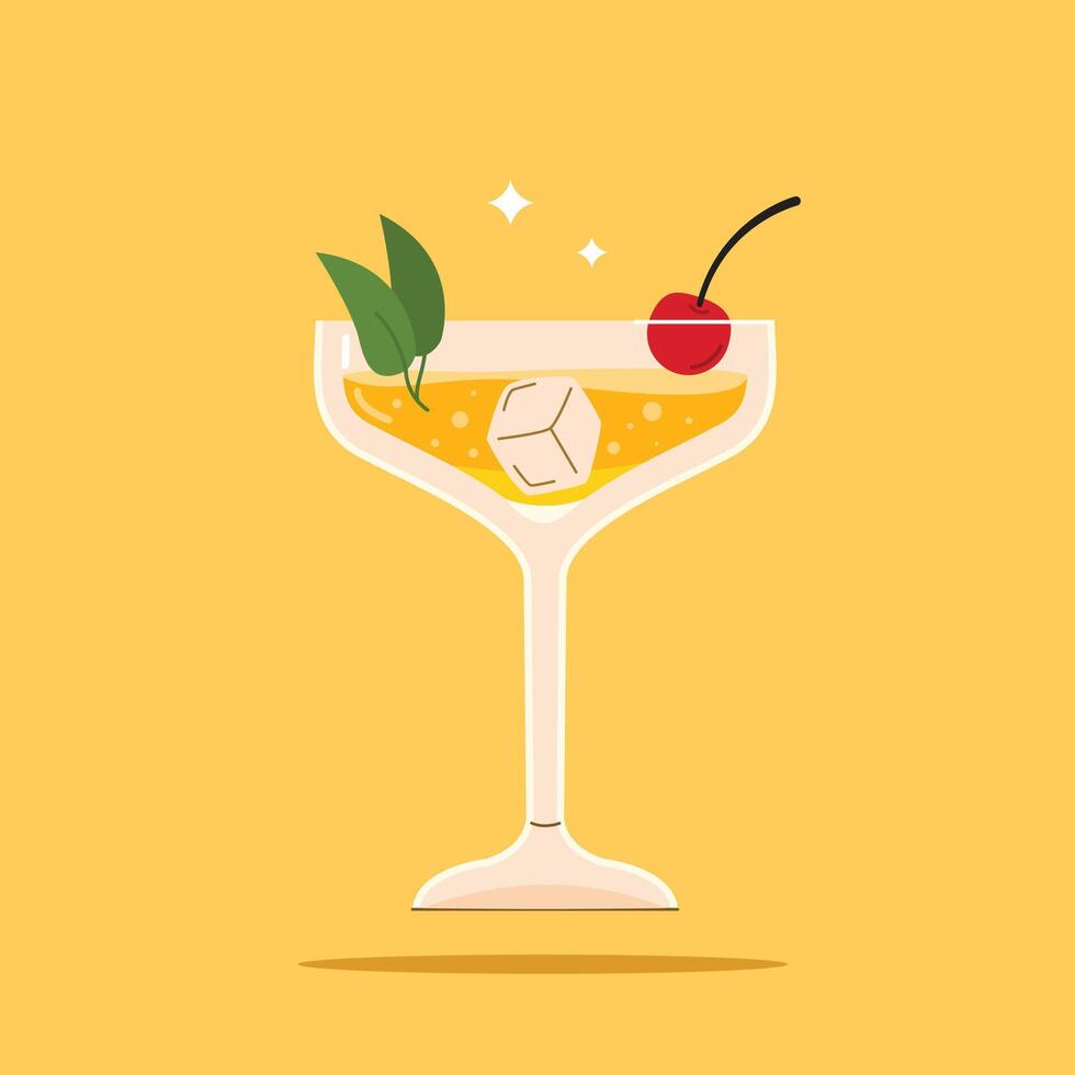 alcoholic beverage in Margarita Glass. Summer appetizer decorated with berries and citrus. Illustration of soft and alcoholic beverages. vector